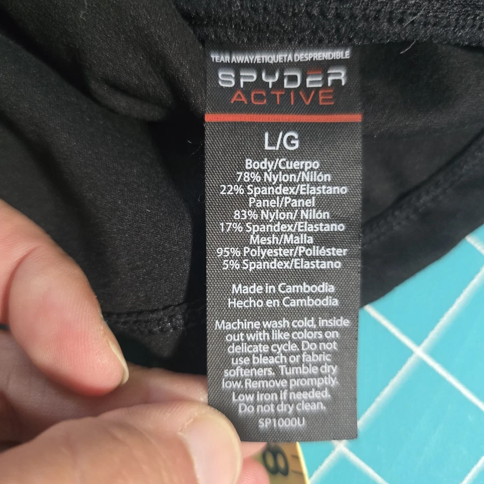 Spyder Active Mujer’s Grande Negro Manga Larga Rendimiento Top Pulgares Cremallera Foto 3 de 4