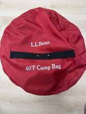 LL Bean Sleeping Bag Red 40 Degree Camping Sleeping with storage bag 
