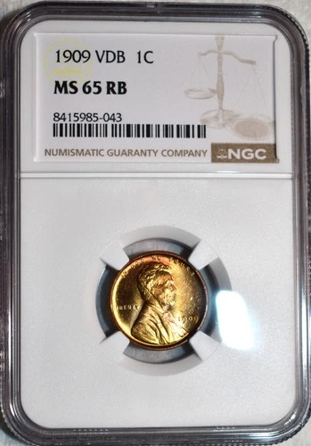 NGC MS-65 RB 1909-P VDB Lincoln Cent, Cartwheeling, Clearly Full-Red Gem!