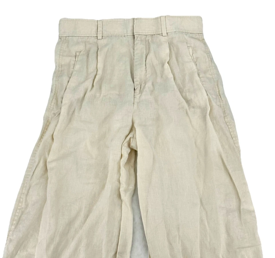 Calça Everlane tamanho 10 feminina 100% linho perna larga bolsos sem forro 29” costura interna G30 - Imagem 2 de 4