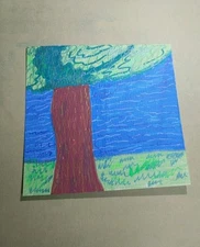 GAT WHIMSICAL Original Painting  Landscape, ABSTRACT Signed Art, 4x4