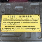 Porcelain $200 Reward Penna Camp Sign Vintage  Bradford PA Pennsylvania