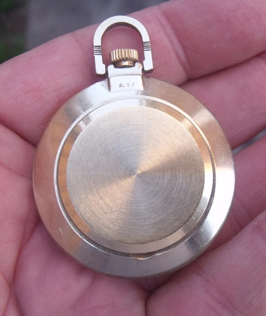 RELOJ BOLSILLO SEKONDA 19 JOYAS CHAPADO EN ORO USADO, SEGUNDO CENTRAL, FUNCIONANDO.