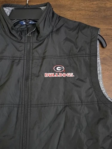 New Cutter & Buck Men's M Georgia Bulldogs Stealth Full-Zip Black & Grey Vest image 2