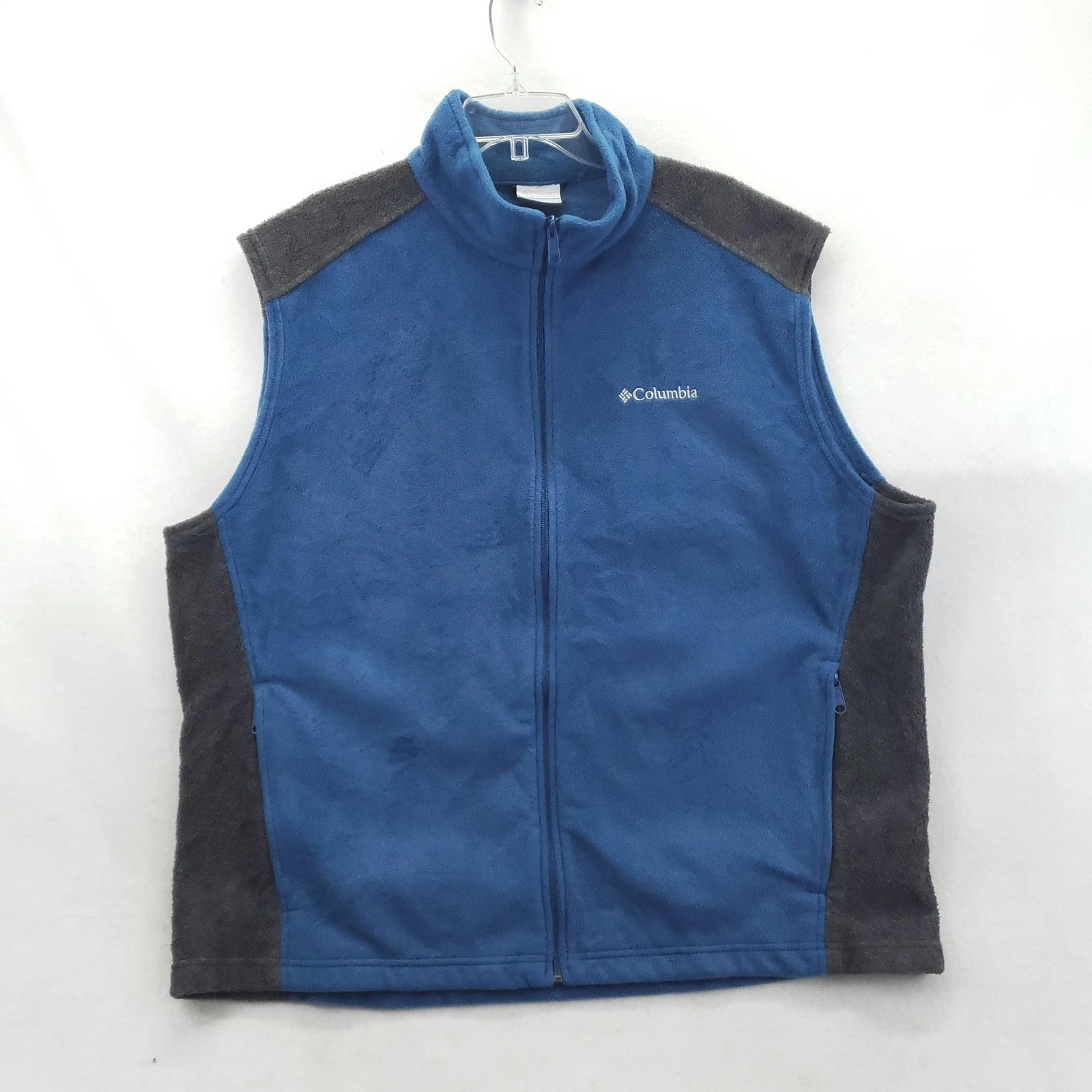 Columbia Fleece Vest Mens 2XL Blue Full Zip Sleeveless Outdoor Hiking Layering