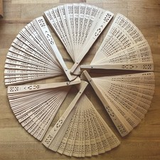 6 Elegant Chinese Sandlewood Folding Hand Fans for Wedding, Baby Shower