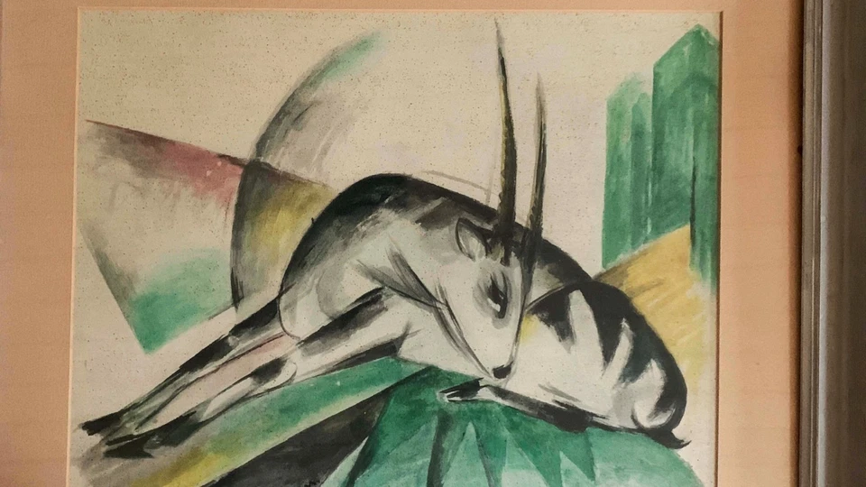Franz Marc "Antilope" alter 40er Jahre Repro Print - Bild 4 von 4