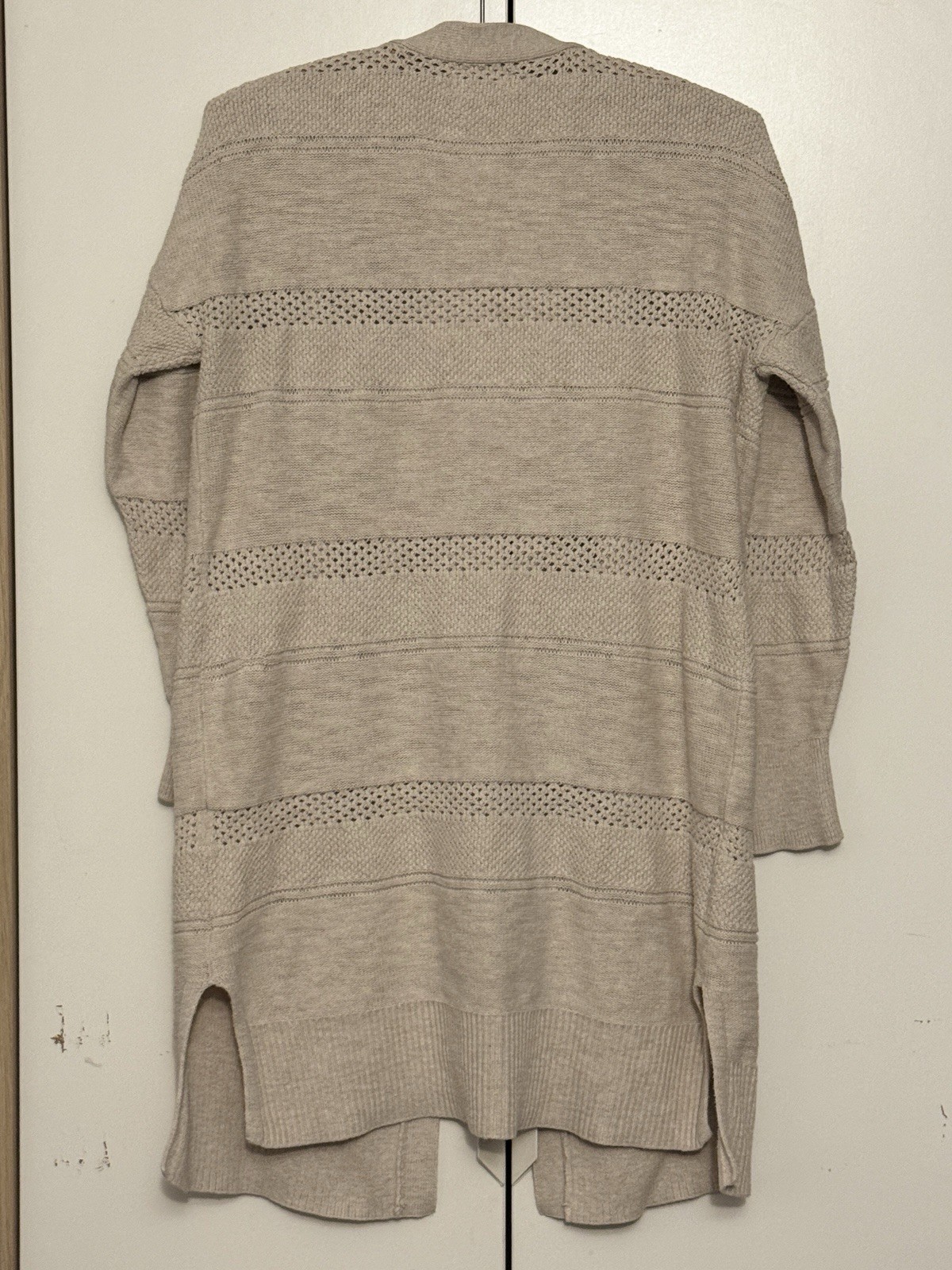 Universal Thread Oatmeal Open Front Long Knit Car… - image 2