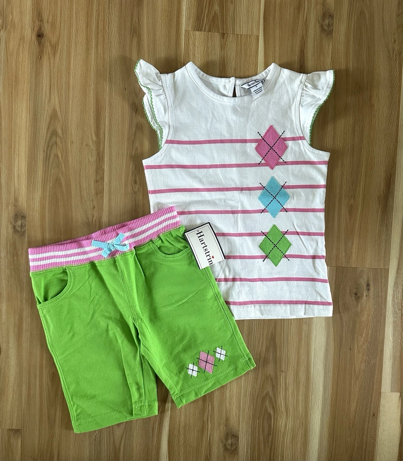 VTG Girls Hartstrings Sz 5 Argyle Short Set NW, Girls Summer Outfit