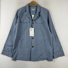 NEW Ike Behar Men's Large Long Sleeve Oversized Button Up Shacket Blue $125 MSRP