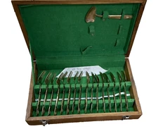 1969 Vintage Thailand 17 Piece Bronze Desert Serving Silverware Set Vietnam War