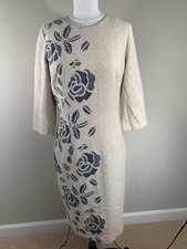Iren Klairie 3/4 Sleeve Embroidered Dress ( Size 40 US 8 Vintage