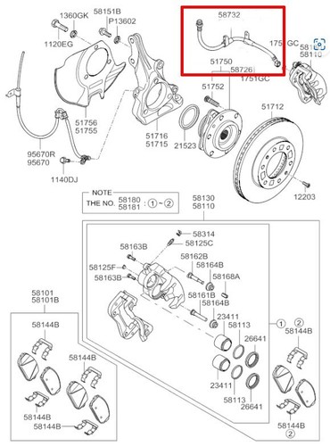Front RIGHT Brake Hose for 2006 2007 2008 2009 2010 2011 2012 2014 KIA Carnival - Picture 2 of 4