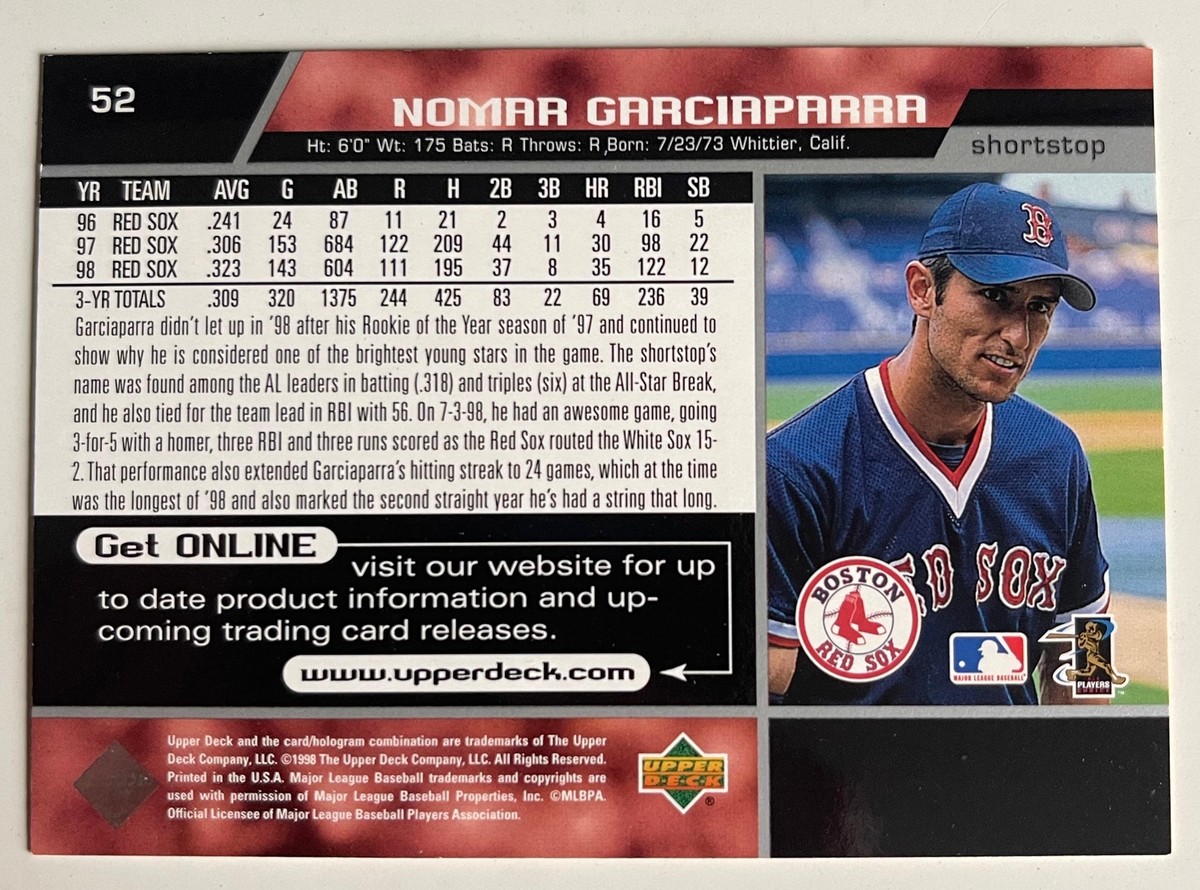 1999 Upper Deck #52 Nomar Garciaparra Boston Red Sox 1999 Upper Deck #52 Nomar Garciaparra Boston Red Sox