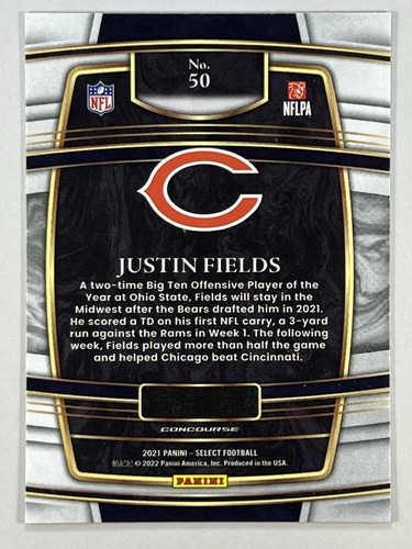 Justin Fields (RC) 2021 Panini Select #50 Chicago Bears - Picture 2 of 2