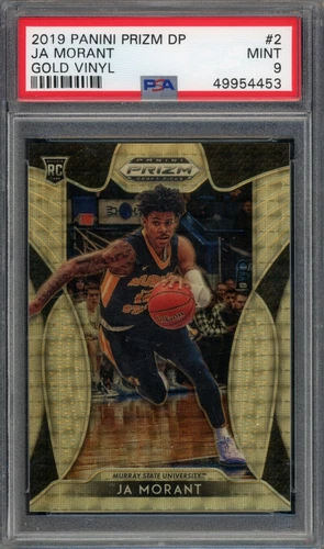 2019-20 Panini Prizm Draft Picks Ja Morant Gold Vinyl /5 Rookie Card RC #2 PSA 9