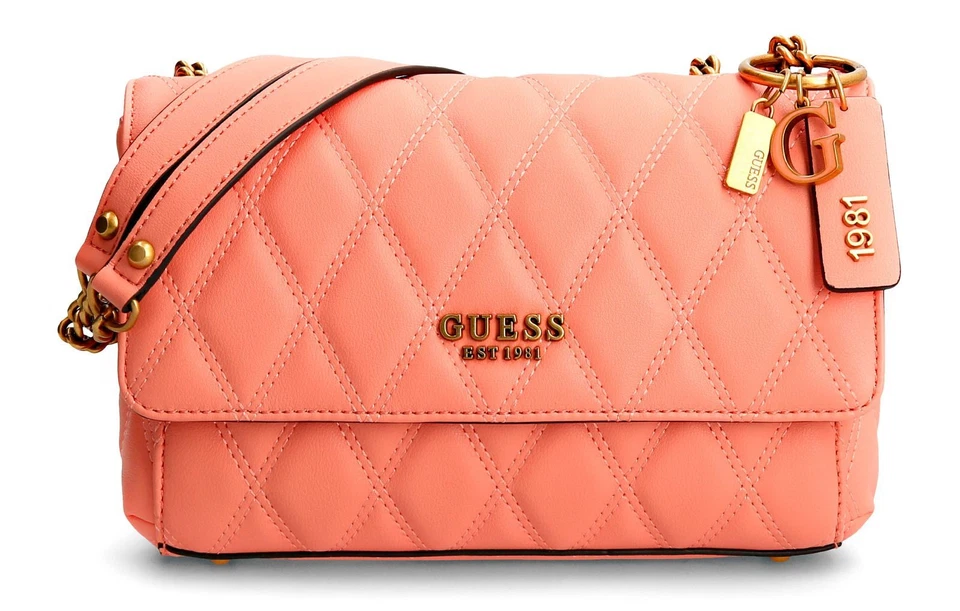 GUESS Triana Convertible Xbody Flap Umhängetasche Coral koralle Neu