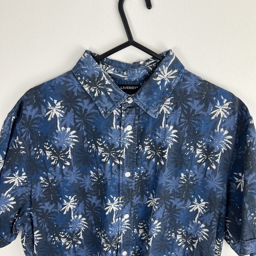 Jazzy Men’s Shirt Medium Short Sleeve Patterned Graphic Festival Holiday Blue - Picture 4 of 14