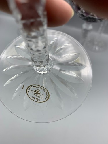 AJKA Cut to Clear Crystal Wine Glasses Arabella Pattern set of 6 Made in Hungary - Picture 5 of 14