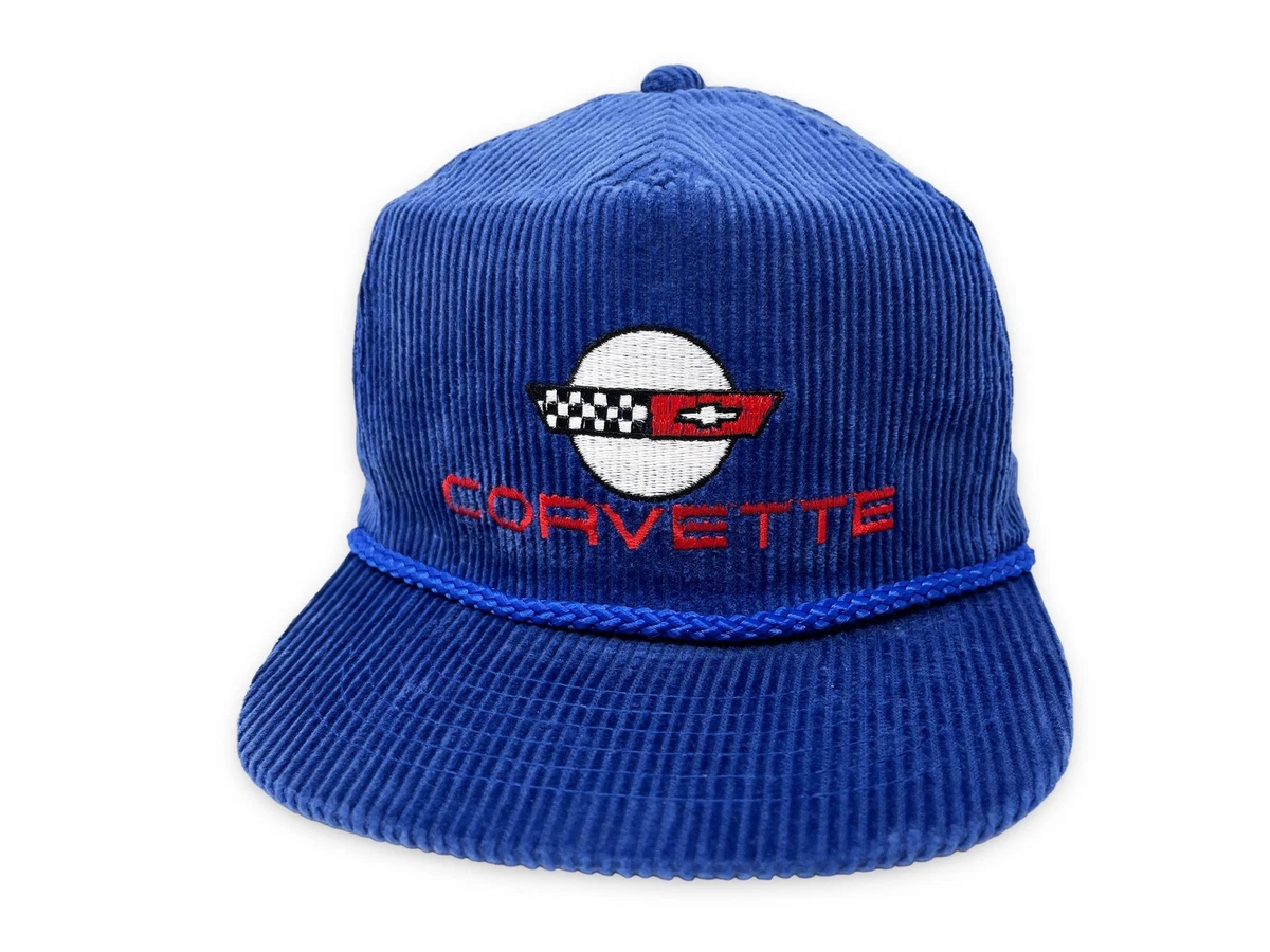 Vintage Corvette Hat Corduroy 80s Zipperback Cap Racing NOS Deadstock B5
