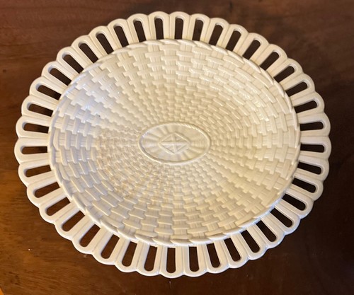 Antique Early 19th c. Wedgwood Creamware Oval Basketweave Platter or Under Tray - Picture 3 of 7