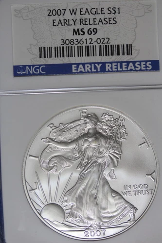 2007 W NGC MS69 EARLY RELEASES AMERICAN SILVER EAGLE #B49995