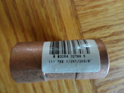 Lot of 12 EPC 1/2" x 1/2" x 3/8" Copper Reducing Tee Sweat Pipe Fitting 12 Pack - Picture 3 of 6