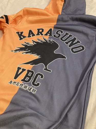 Haikyu!! Anime Manga Japanese Wing Spiker Gray & Orange Hoodie Large Youth - Picture 9 of 13