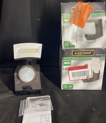 Defiant 180-Degree Bronze Single Battery Motion Sensor LED Flood Light Open Box