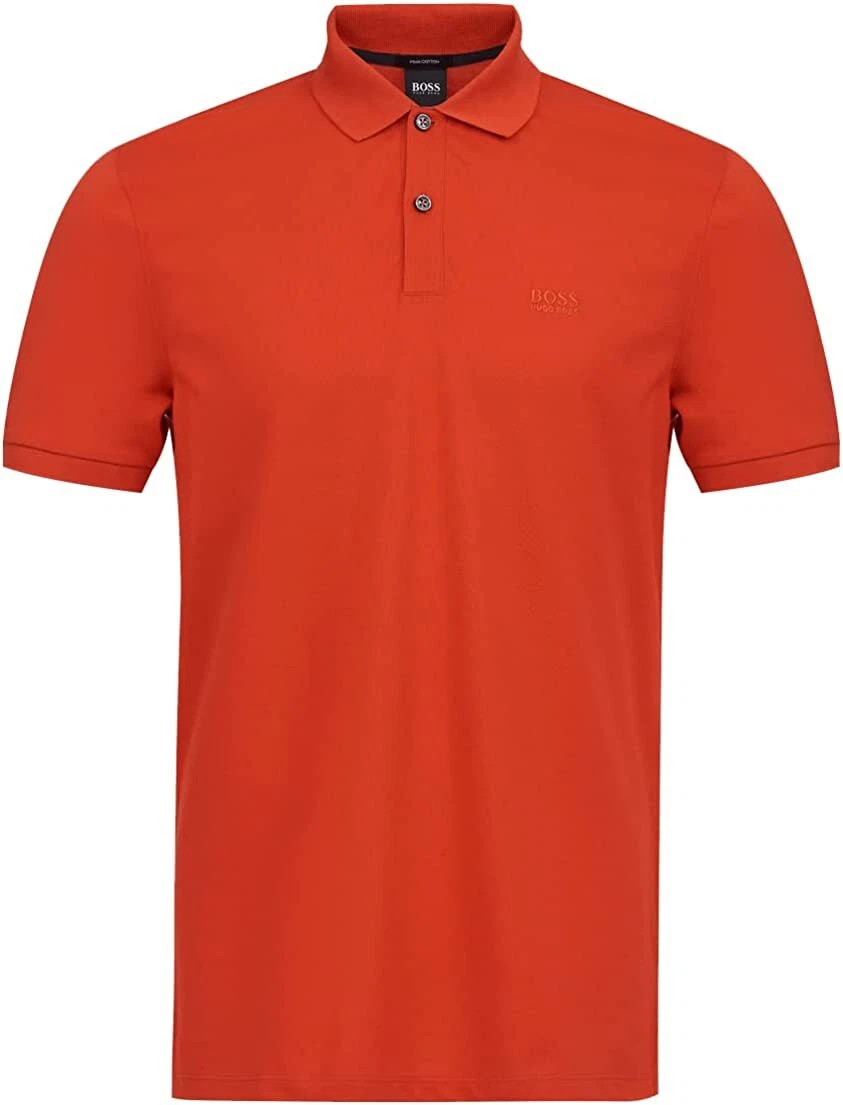 Hugo Men Pallas Bright Orange Jersey Pique Polo T-Shirt Size M New eBay