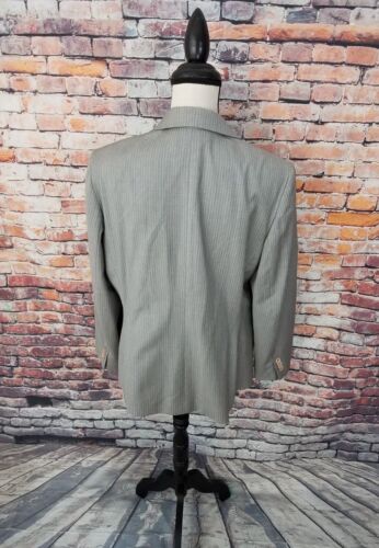 Chaqueta Blazer Brooks Brothers 1818 Tejida ITALIA Gris Rayas Lana Forro Seda 14 - Imagen 6 de 7