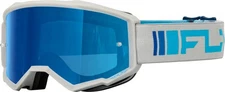 Fly Racing Youth Zone Goggle Silver/Blue Dark Blue Mirror Lens 37-51523Y