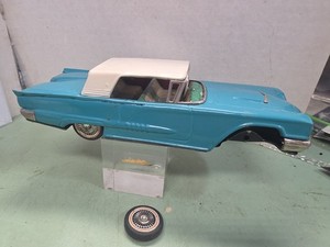 Bandai Japanese Tin 8" 1958 Ford Thunderbird Missing One Wheel/Tire & Axle 