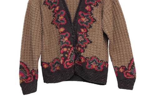 Vintage 90s Cardigan Sweater Size Medium Ramie Cotton Chunky Knit Grandmacore - Picture 3 of 12