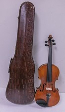 Vintage Unmarked German 4/4 Violin Tiger Stripe w/ Nice Case