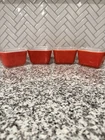 Set Of 4 VTG Retro Red Pyrex Refrigerator Dishes With Lids! 0501 501B