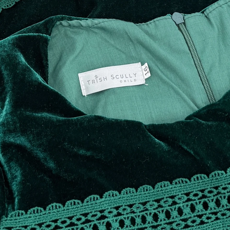 TRISH SCULLY Lily Dress Emerald Velvet Holiday Christmas Size 16 - Image 2 of 4