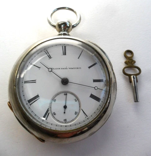 Antique 1873 Elgin H H Taylor Early Railroad Grade Model 1 Series 1 Pocket Watch