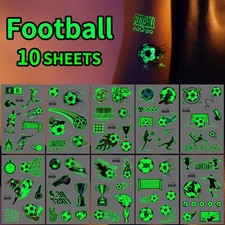 10 Sheets Football Luminous Tattoos Stickers Glow In The Dark Fake Tattoos U1Q4