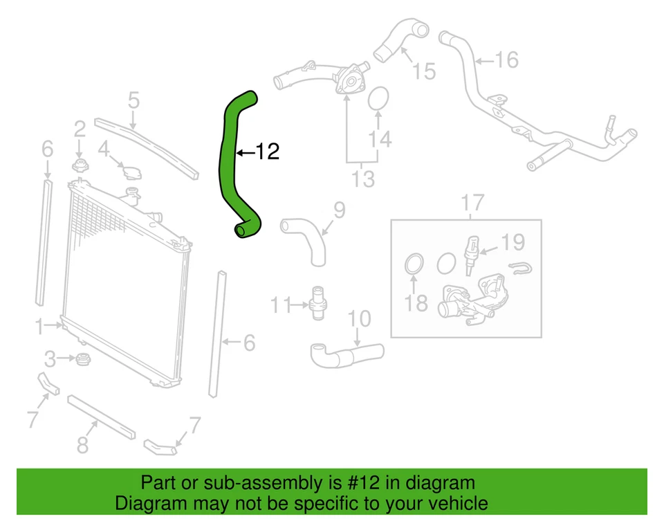 ПОДЛИННЫЙ OEM TOYOTA 14-19 HIGHLANDER 3,5 Л НИЖНИЙ ШЛАНГ ОХЛАЖДАЮЩЕЙ ЖИДКОСТИ РАДИАТОРА 16572-0P282 - Изображение 2 из 2