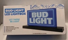 Bud Light LED Lightbox 12" x 2.5" Micro USB  Man Cave Game Room Bar  New Openbox