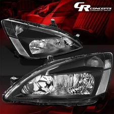 PAIR BLACK CLEAR SIDE OE STYLE HEADLIGHT LAMPS LH+RH FOR 2003-2007 HONDA ACCORD