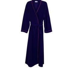 Vintage Vanity Fair Fleece Cozy Dark Purple Bright Pink Piping House Robe Size L