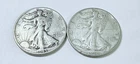 WALKING LIBERTY HALF DOLLAR LOT OF 2 - 90% SILVER CIRCULATED COINS #8631
