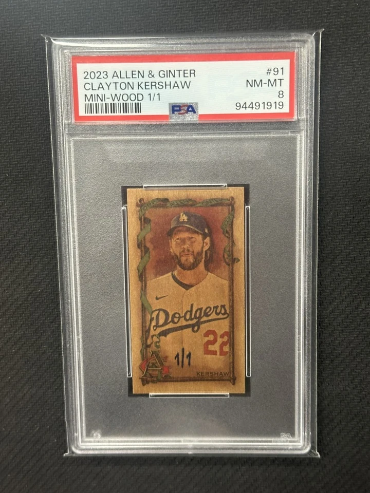 Clayton Kershaw 2023 Allen Ginter Mini Wood PSA 8 #91 1/1