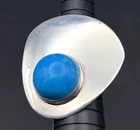 Sterling Silver 925 Mexico Abstract Vintage Turquoise Ring Size 6.5 10.3g