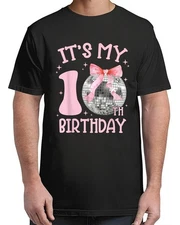 10th Birthday Coquette Bow Disco Ball 10 Year Old Birthday Adult S-4XL T-Shirt