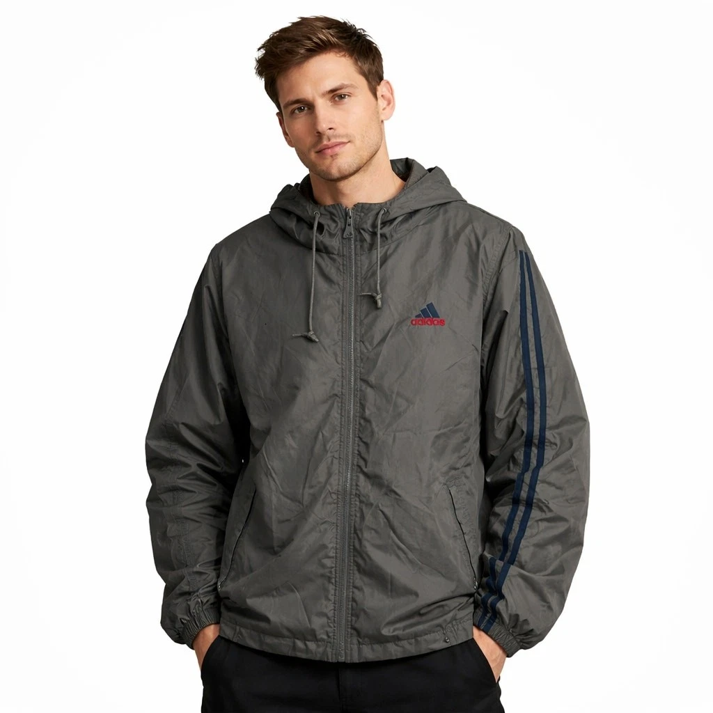 Adidas grey windbreaker large breathable lightweight outdoor