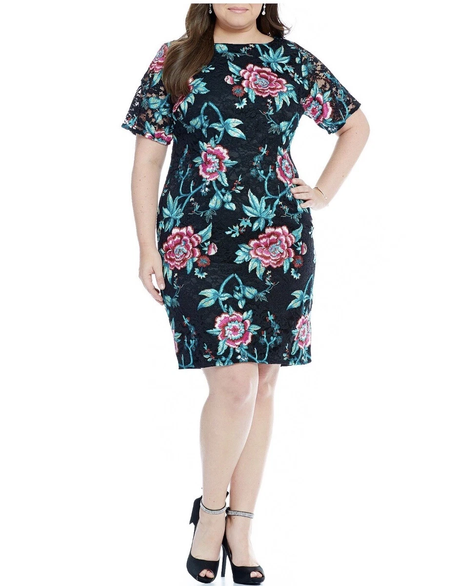 Eliza j floral top lace sheath dress