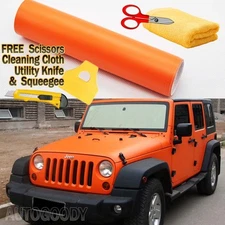 120" x 60" Satin Matte Orange Vinyl Film Wrap Metallic Bubble Free Air Release